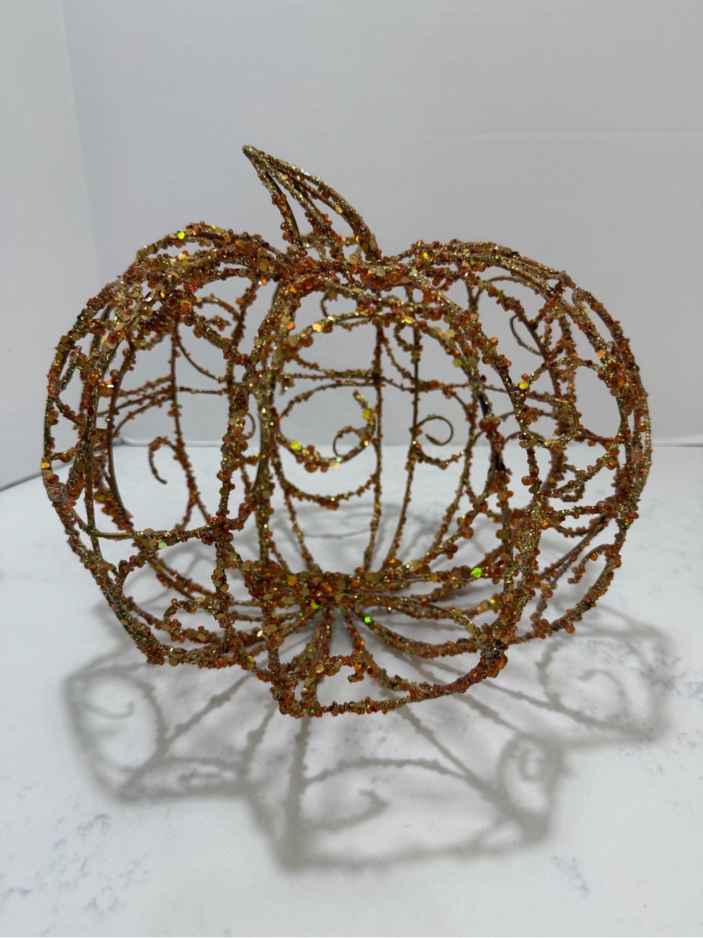 Glitter metal Wire Pumpkin Accent - Gold Holiday Decor